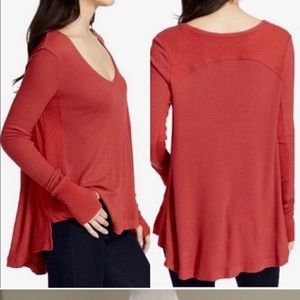 NWT We The Free People Malibu Thermal Top Washed Red size Small